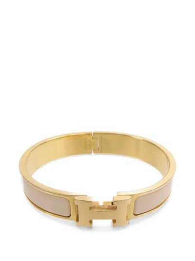 Pre-owned Hermes Clic H Enamel Bracelet In Gold