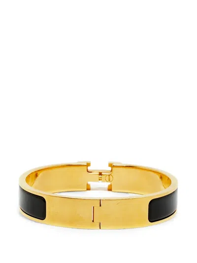 Pre-owned Hermes Clic H Enamel Bracelet In Gold