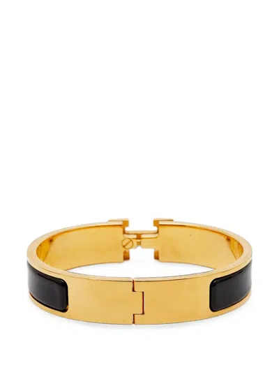 Pre-owned Hermes Clic H Enamel Bracelet In Gold