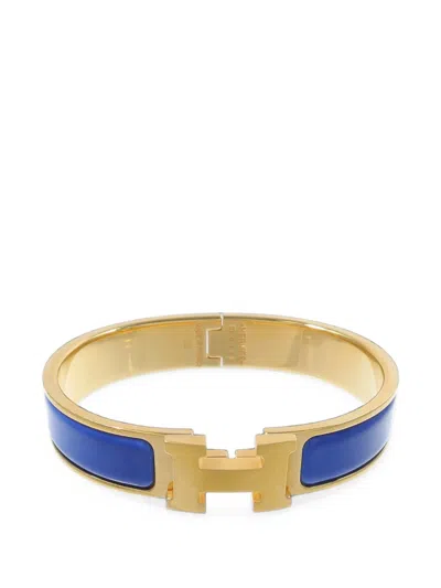 Pre-owned Hermes Clic H Enamel Bracelet In Gold