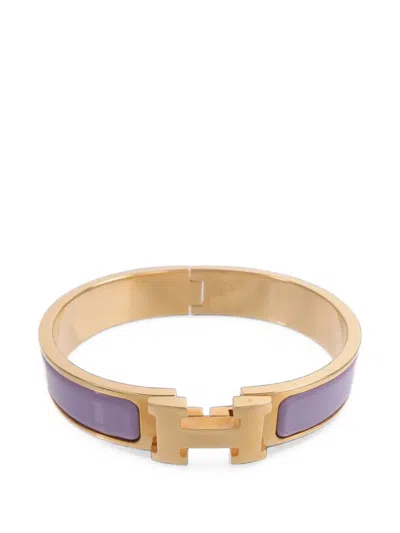 Pre-owned Hermes Clic H Enamel Bracelet In Gold