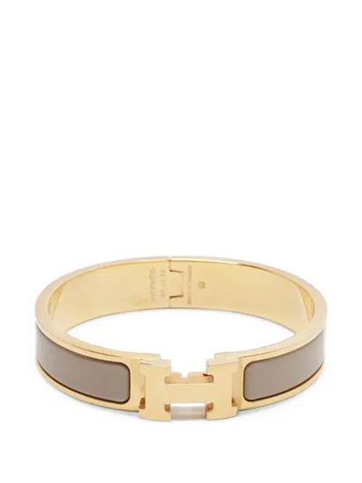 Pre-owned Hermes Clic H Enamel Bracelet In Gold