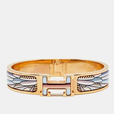 Pre-owned Hermes Clic H Pegase Pop Enamel Rose Gold Plated Bracelet