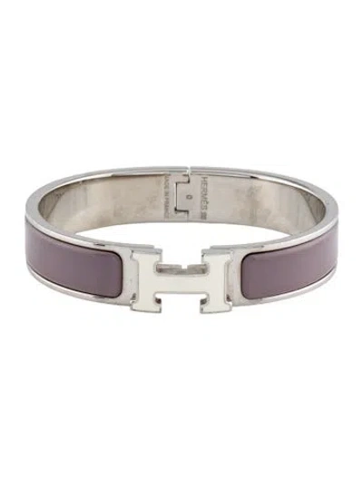 Pre-owned Hermes Clic H W/ Enamel Turnlock Bangle Bracelet, 6" In Multi
