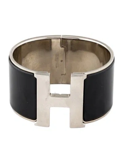 Pre-owned Hermes Clic H Xl Bracelet, 7" In Black