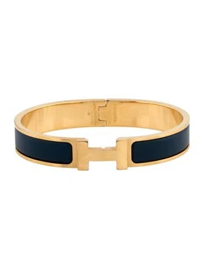Pre-owned Hermes Hermès Clic Hh Bracelet, 6.75" In Blue