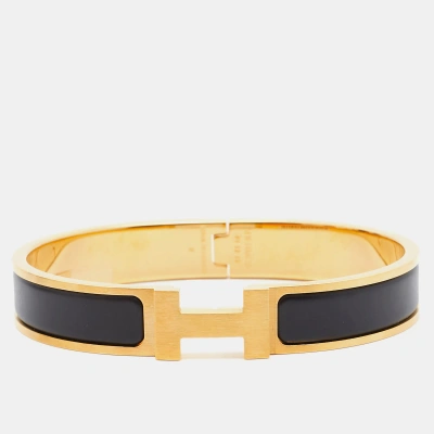 Pre-owned Hermes Clic Hh Enamel Gold Plated Bracelet