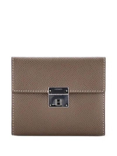 Pre-owned Hermes Clic Wallet Epsom 12 Small Wallets In Grey