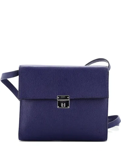 Pre-owned Hermes Clic Wallet On Strap Chevre Mysore 16 Shoulder Bag In Blue