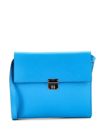 Pre-owned Hermes Clic Wallet On Strap Epsom 16 Shoulder Bag In Blue