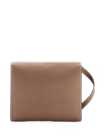 Pre-owned Hermes Clic Wallet On Strap Epsom 16 Shoulder Bag In Grey