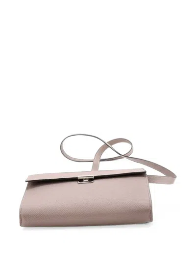 Pre-owned Hermes Clic Wallet On Strap Epsom 16 Shoulder Bag In Grey