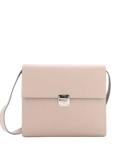 Pre-owned Hermes Clic Wallet On Strap Epsom 16 Shoulder Bag In Grey