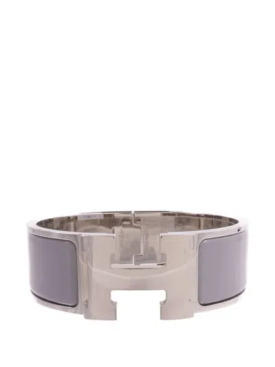 Pre-owned Hermes Clic-clac H Bracelet In Silver