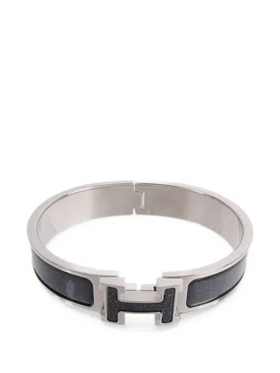 Pre-owned Hermes Clic-h Bracelet In Silver