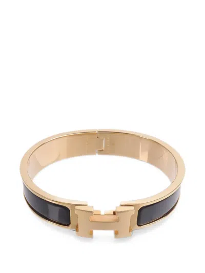 Pre-owned Hermes Clic-h Enamel Bracelet In Gold