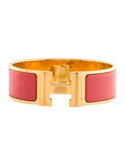 Pre-owned Hermes Click Clac H Bracelet, 6.5" In Pink