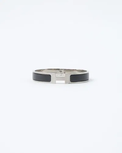 Pre-owned Hermes Hermès Click H Black Enamel Bracelet