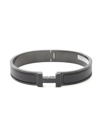 Pre-owned Hermes Click H Bracelet In Black