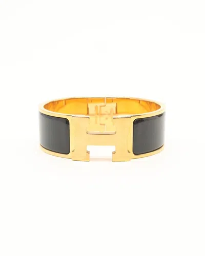 Pre-owned Hermes Hermès Click H Bracelet In Black