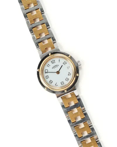 Pre-owned Hermes Hermès Clipper 24mm 1990 Watch In White