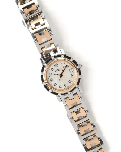 Pre-owned Hermes Hermès Clipper 24mm Ca 2005 Diamond Watch In Multi