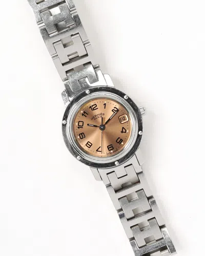 Pre-owned Hermes Hermès Clipper 24mm Ca 2010 Watch In Pink