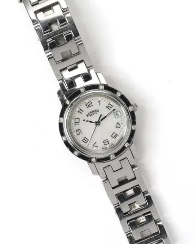 Pre-owned Hermes Hermès Clipper 24mm Ca 2010 Watch In Silver