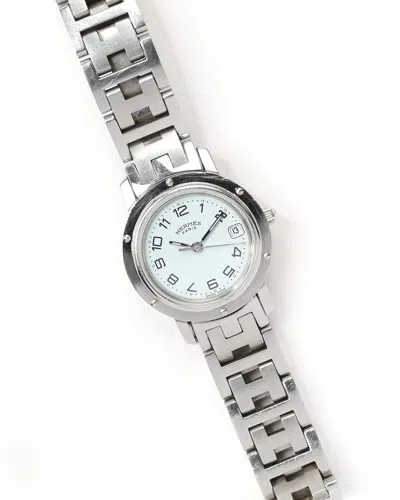 Pre-owned Hermes Hermès Clipper 24mm Ca 2010 Watch In White