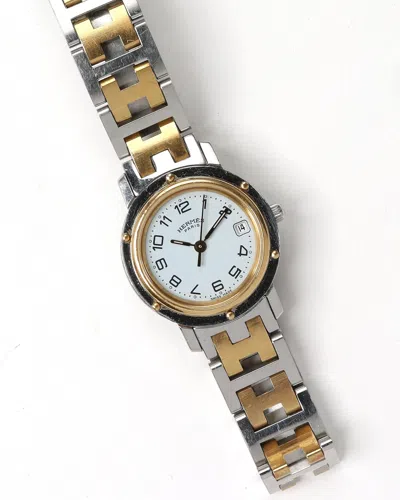 Pre-owned Hermes Hermès Clipper 24mm Full Set 2005 Watch In Multi
