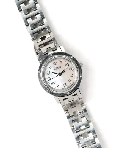 Pre-owned Hermes Hermès Clipper 24mm Mother-of-pearl Watch