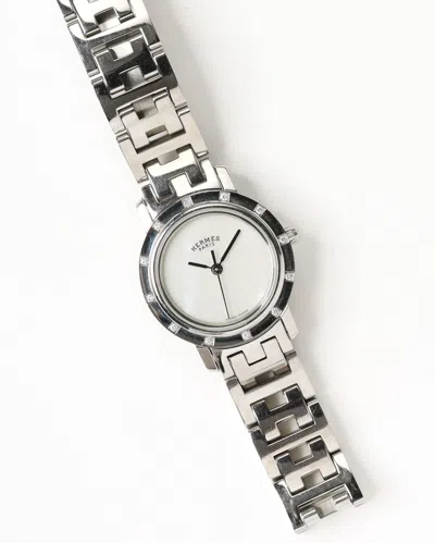 Pre-owned Hermes Hermès Clipper 24mm Ref Cl4.230 Mother-of-pearl Dial Watch