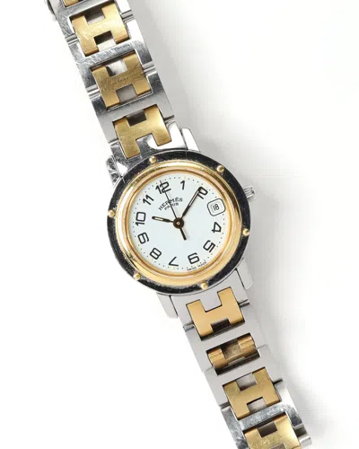 Pre-owned Hermes Hermès Clipper 24mm Watch In White