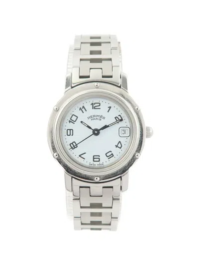 Pre-owned Hermes Clipper 24mm Watch In White