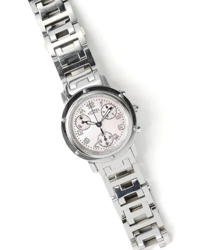 Hermes Hermès Clipper Chronograph 30mm Watch In Silver