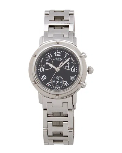 Pre-owned Hermes Hermès Clipper Chronograph 31mm Watch (authentic Pre-loved)
