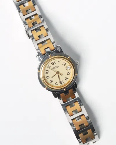 Pre-owned Hermes Hermès Clipper Gold & Stainless Steel 24mm Watch