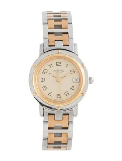 Pre-owned Hermes Clipper Watch, 24mm In Multicolor