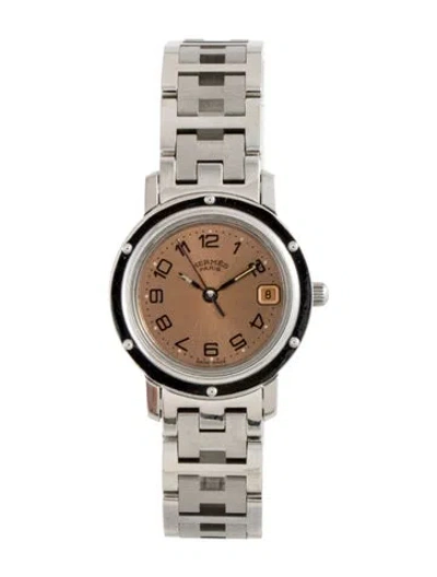 Pre-owned Hermes Clipper Watch, 24mm In Multicolor