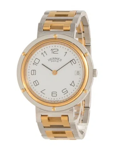 Pre-owned Hermes Hermès Clipper Watch, 34mm In Multicolor