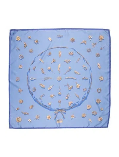 Pre-owned Hermes Clips Silk Scarf In Blue