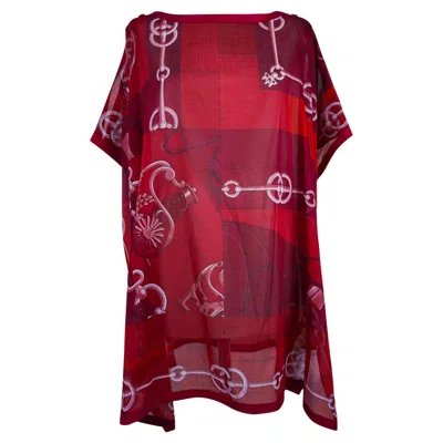 Pre-owned Hermes Cliquetis Printed Beach Tunic Cherry Pink One Size