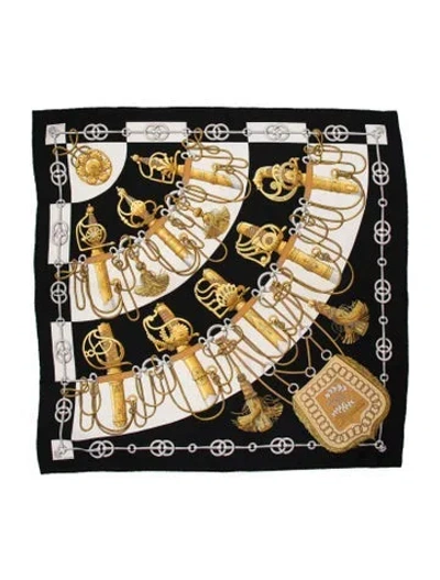 Pre-owned Hermes Cliquetis Silk Scarf In Black