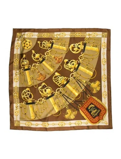 Pre-owned Hermes Cliquetis Silk Scarf In Neutral