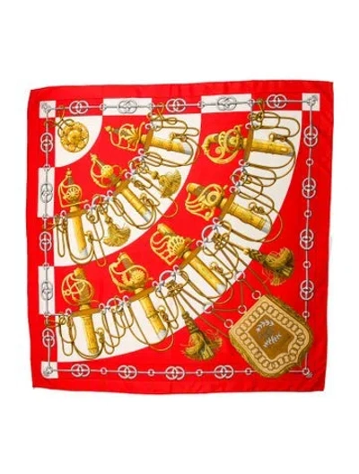 Pre-owned Hermes Cliquetis Silk Scarf In Red