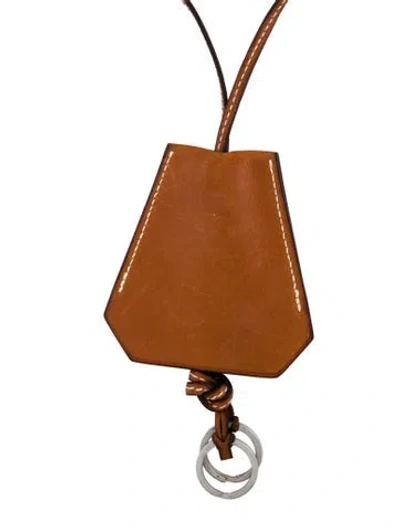 Pre-owned Hermes Clochette Long Pendant Necklace, 37" In Brown