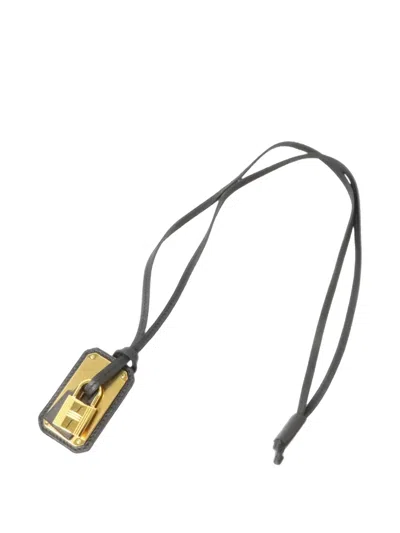 Pre-owned Hermes Clochette Padlock Necklace In Gold