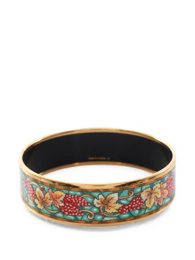 Pre-owned Hermes Cloisonne Email Bangle In Gold