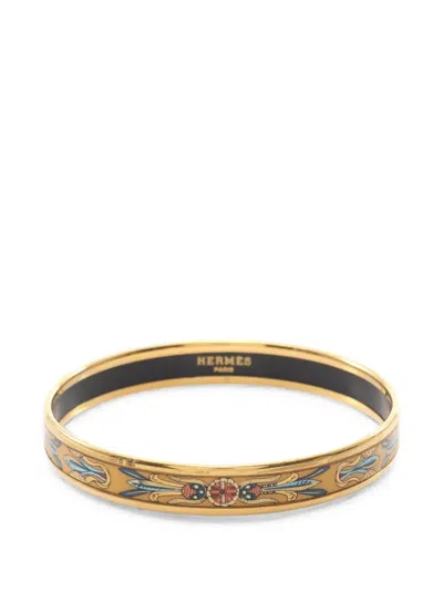 Pre-owned Hermes Cloisonne Enamel Bangle In Gold