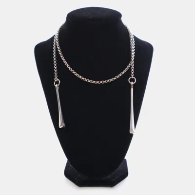 Pre-owned Hermes Clou De Forge Sterling Silver Necklace